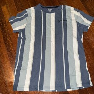 Hollister Navy and White Striped Tee